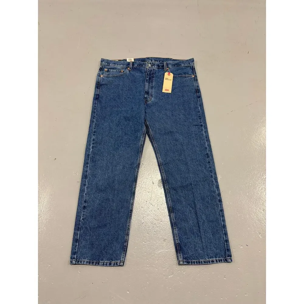 Levi’s‎ 505 Regular Fit Jeans 42x30 Dark Wash Indigo Blue Denim Big